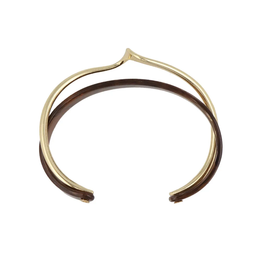 Marble and Metal Layered Cuff Bracelet