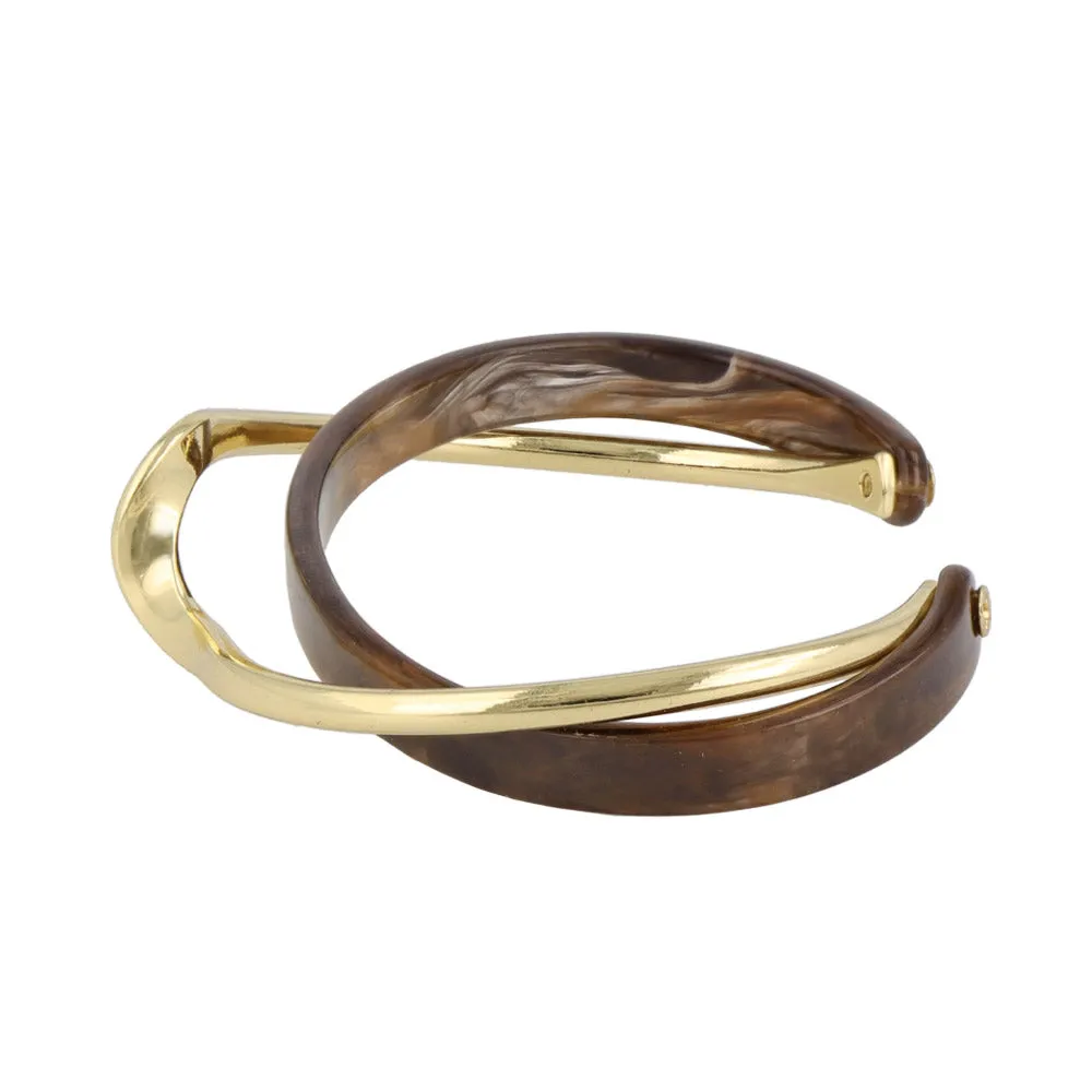 Marble and Metal Layered Cuff Bracelet