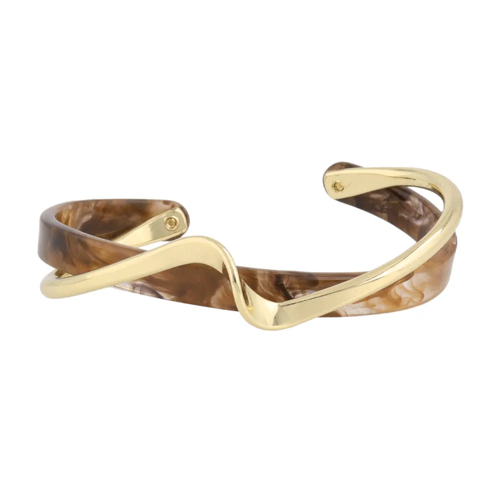 Marble and Metal Layered Cuff Bracelet