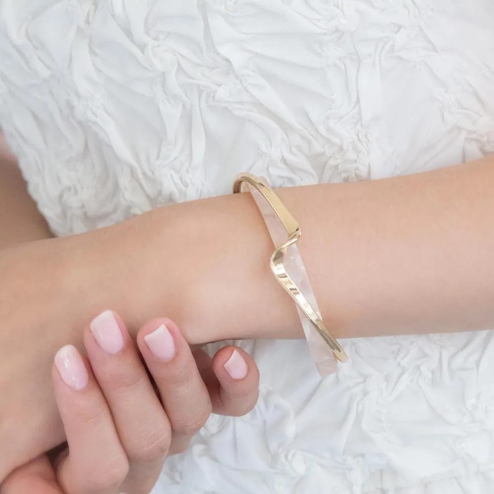 Marble and Metal Layered Cuff Bracelet