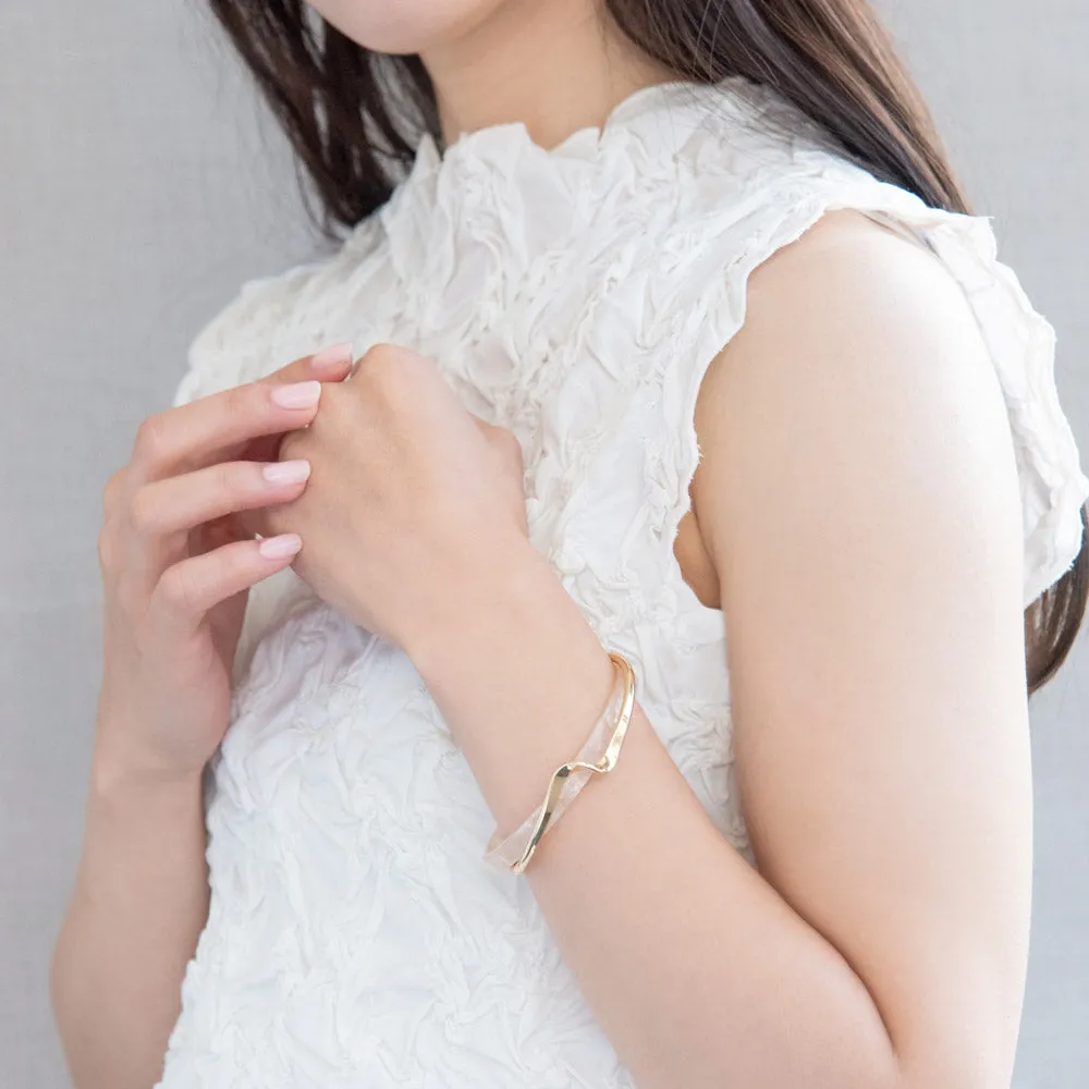 Marble and Metal Layered Cuff Bracelet