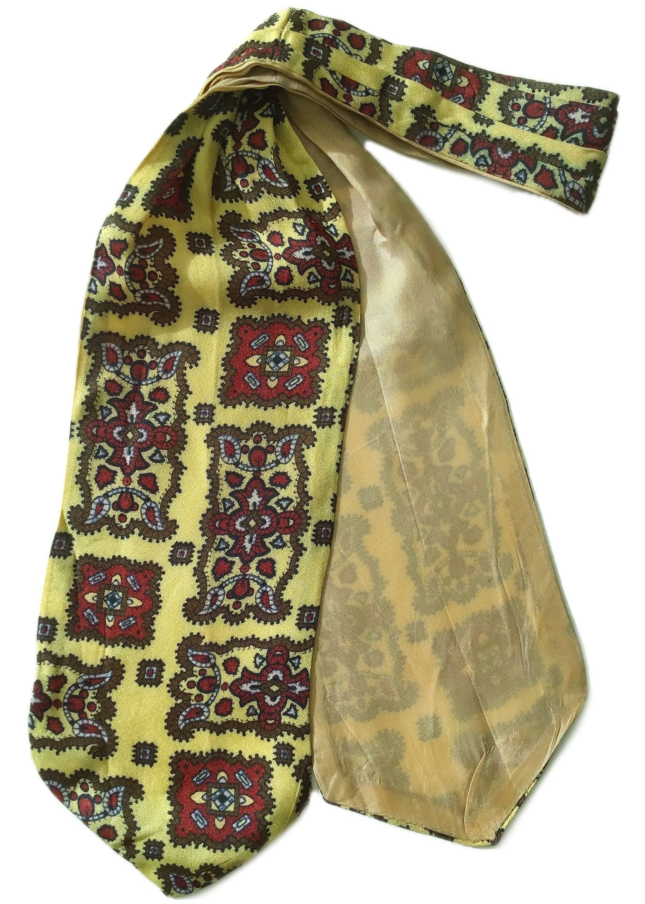 Men's 1960s Yellow & Red Paisley Cravat
