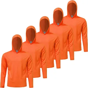Mens Active Athletic T-Shirts Set Long Sleeve Sun Protective Quick Dry Hoodies Shirt 5 Pack