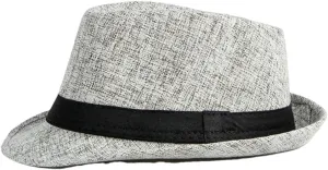Mens Fedoras with Black Band Stylish Jazz Hat Trilby Fedora Hat Breathable Cotton Linen Fedoras