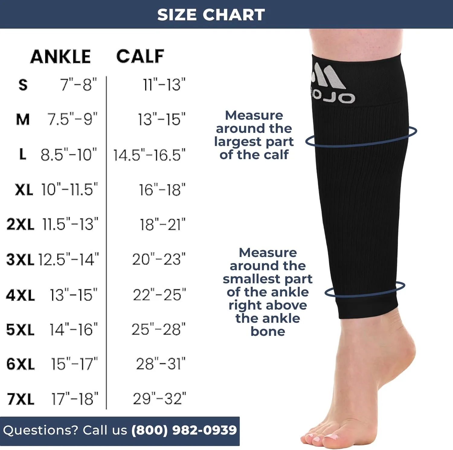 Mojo Compression Socks Footless for Women and Men 20-30mmHg - Extra Wide Plus Size Calf Sleeve - A604