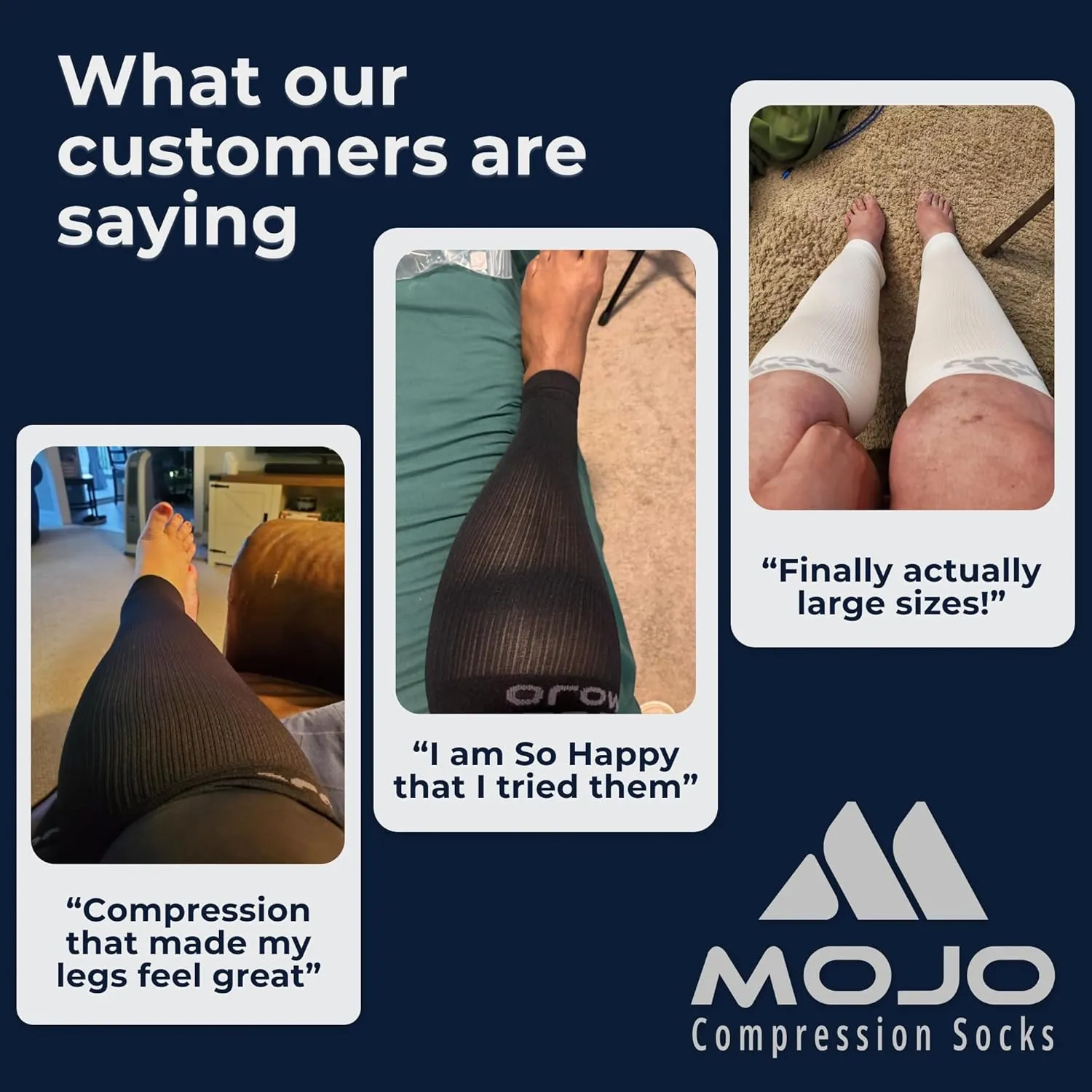 Mojo Compression Socks Footless for Women and Men 20-30mmHg - Extra Wide Plus Size Calf Sleeve - A604