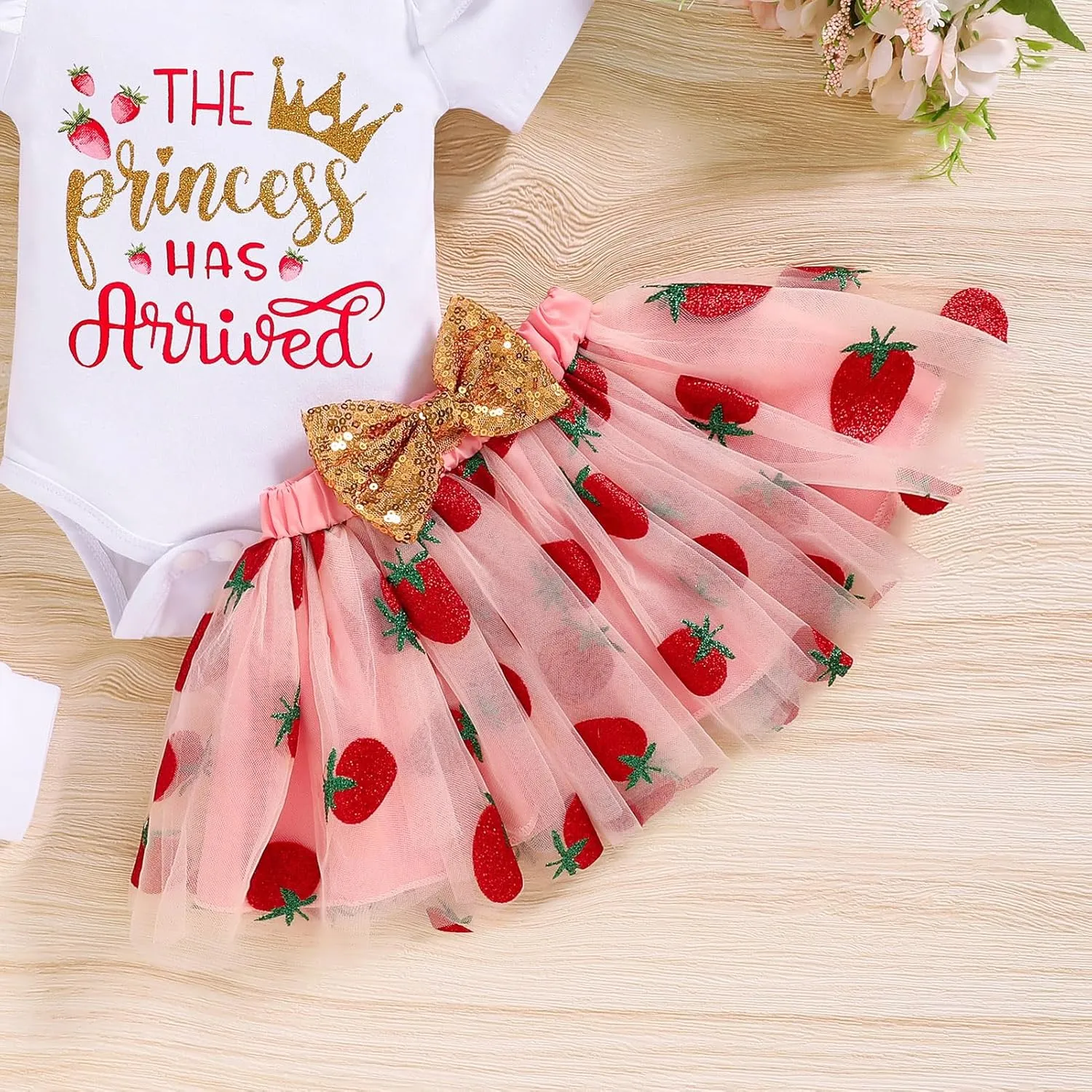 Newborn Baby Girl Outfits Infant Letter Print Romper Tutu Skirt Headband Legging Warmer Coming Home Clothes Set