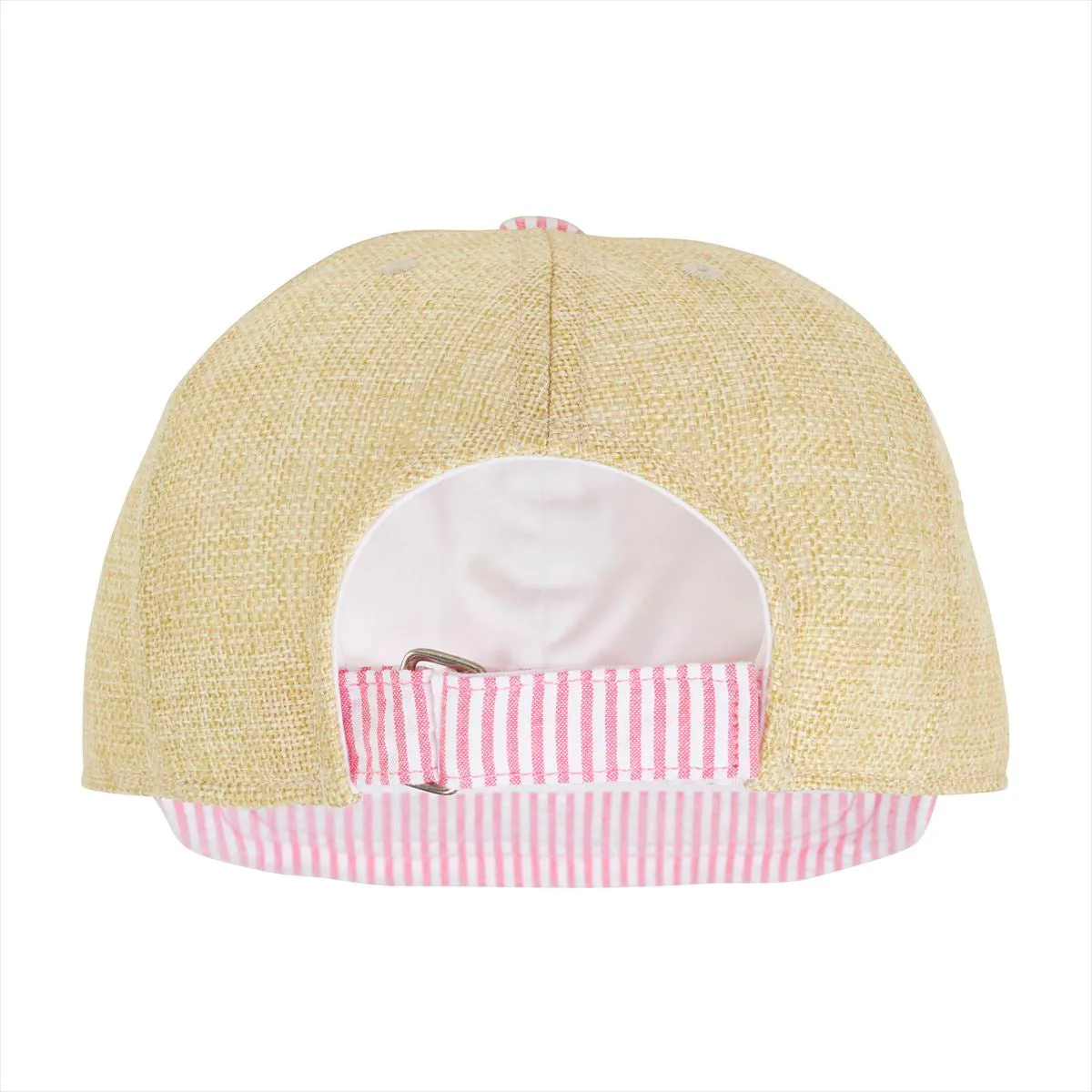 Pink Candy Striped Faux Straw Cap (UV Protection)