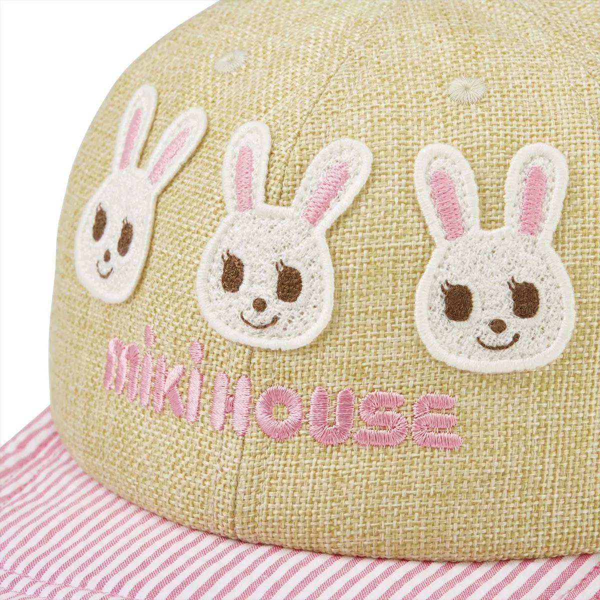 Pink Candy Striped Faux Straw Cap (UV Protection)