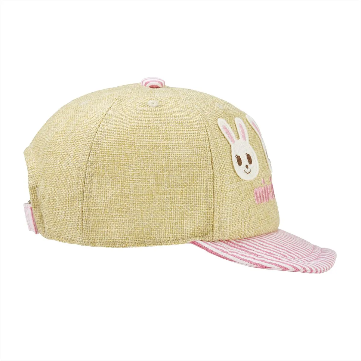 Pink Candy Striped Faux Straw Cap (UV Protection)