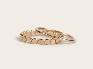 Ring Stack: Thick Hammered Beaded & Thin Smooth