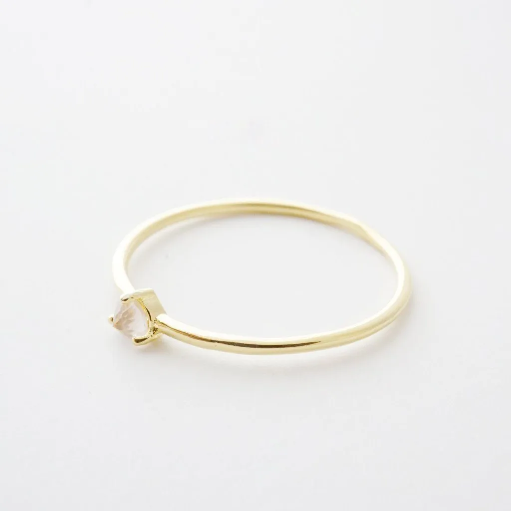 Rose Quartz Point Solitaire Ring