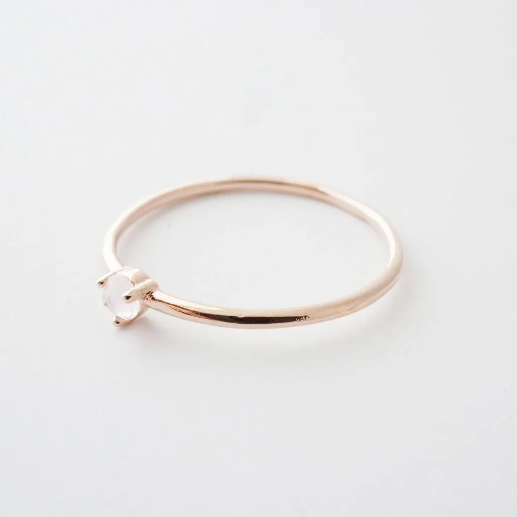 Rose Quartz Point Solitaire Ring