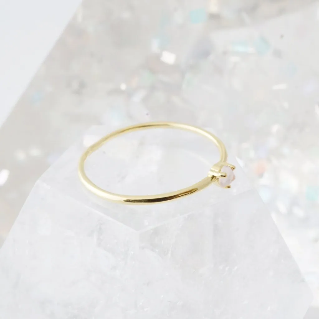 Rose Quartz Point Solitaire Ring