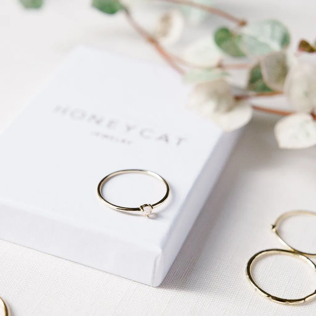 Rose Quartz Point Solitaire Ring