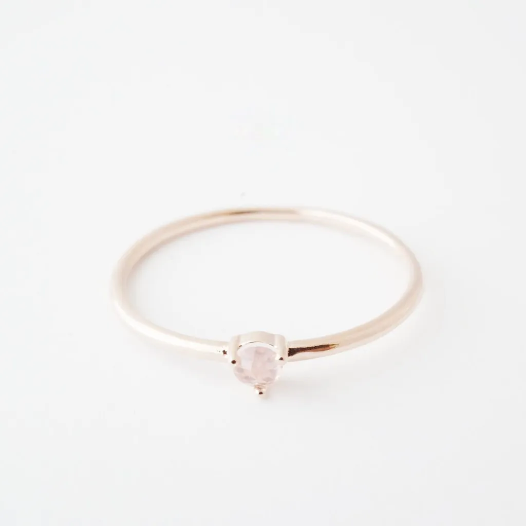 Rose Quartz Point Solitaire Ring