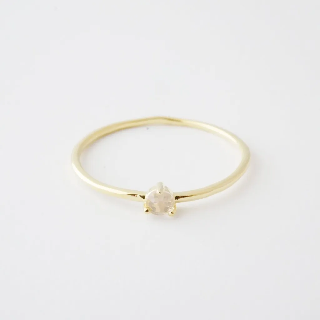 Rose Quartz Point Solitaire Ring