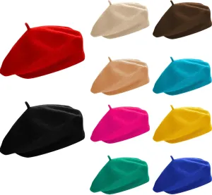 SATINIOR 10 Piece Artificial Wool Beret for Woman, Artist Hat, French Style Polyester Beret Hat Set