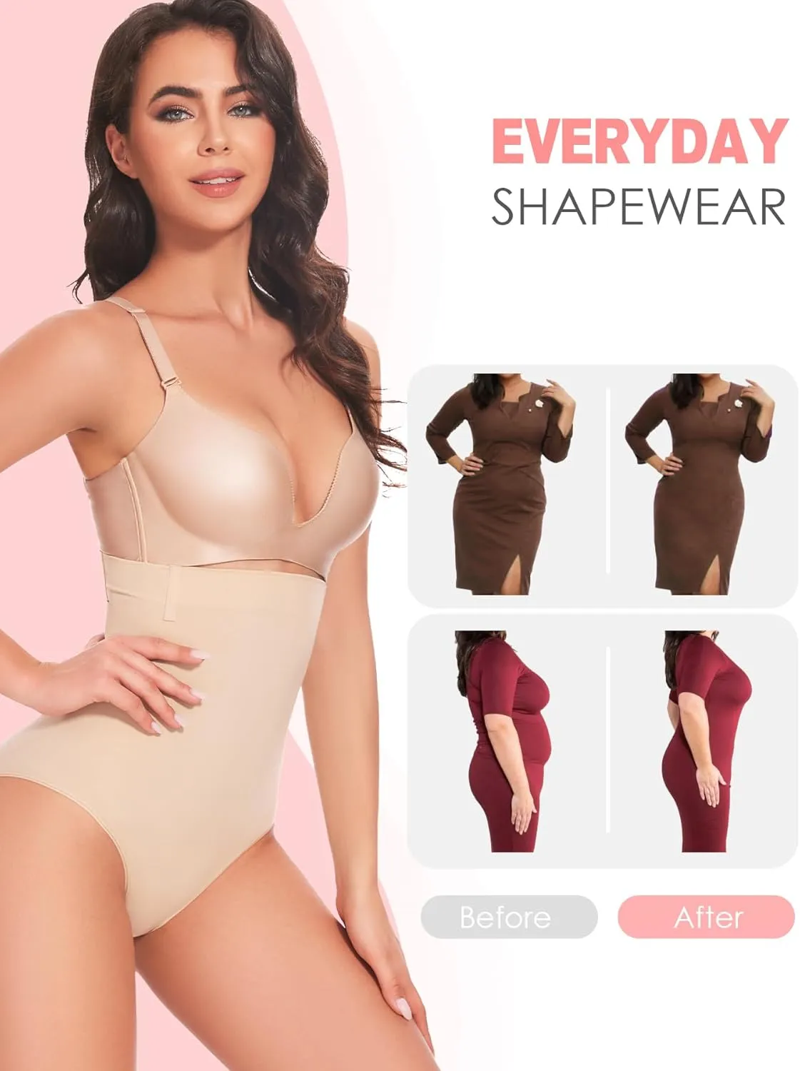 Shapewear Tummy Control Underwear - High Wasited Body Shaper Compression Control Briefs Girdle Panty for Women