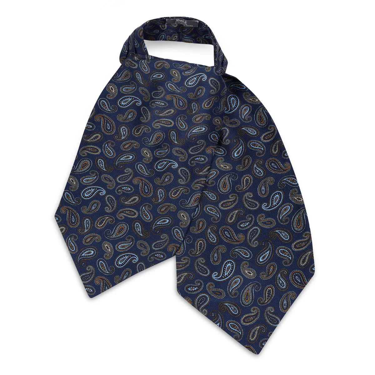 Silk Corinthian Paisley Cravat in Navy