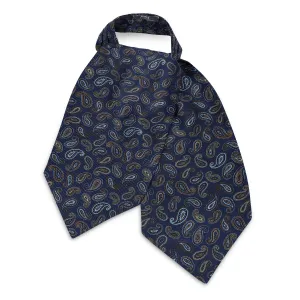 Silk Corinthian Paisley Cravat in Navy