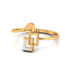 Silver Yellow Gold Adjustable Dual Interlock Square Artistic Minimalist Ring for Women