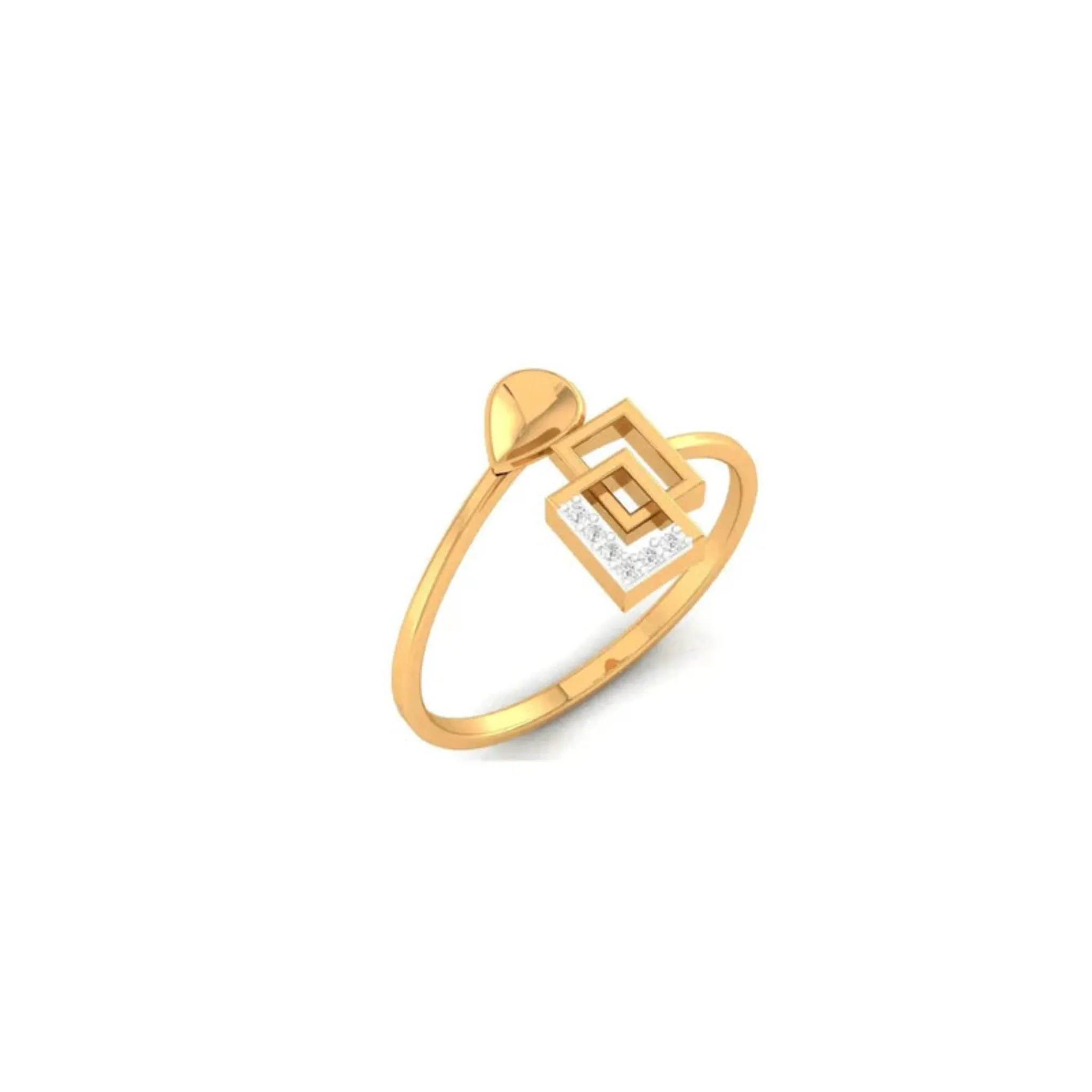Silver Yellow Gold Adjustable Dual Interlock Square Artistic Minimalist Ring for Women
