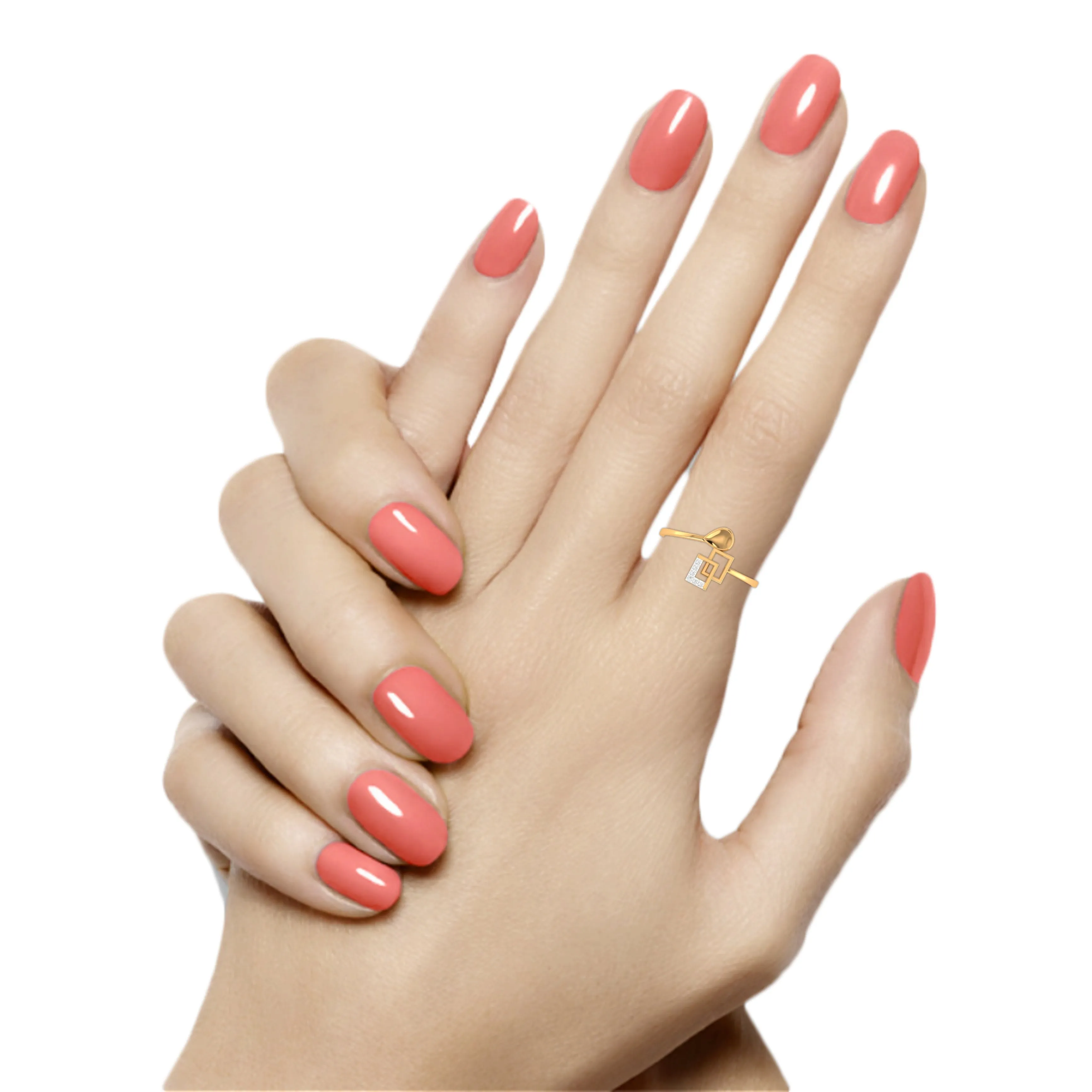 Silver Yellow Gold Adjustable Dual Interlock Square Artistic Minimalist Ring for Women
