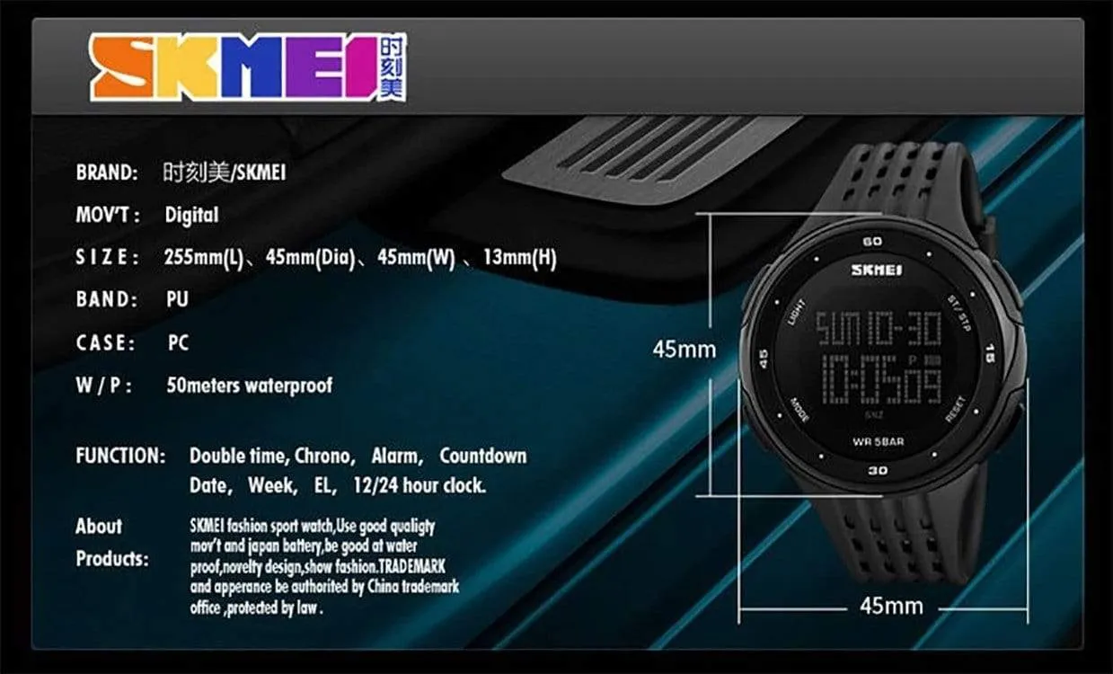 Skmei 1219 original Digital Sport waterproof wrist watch for Women