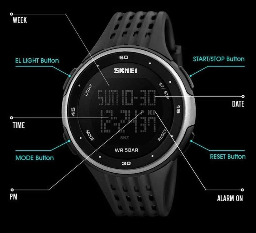 Skmei 1219 original Digital Sport waterproof wrist watch for Women