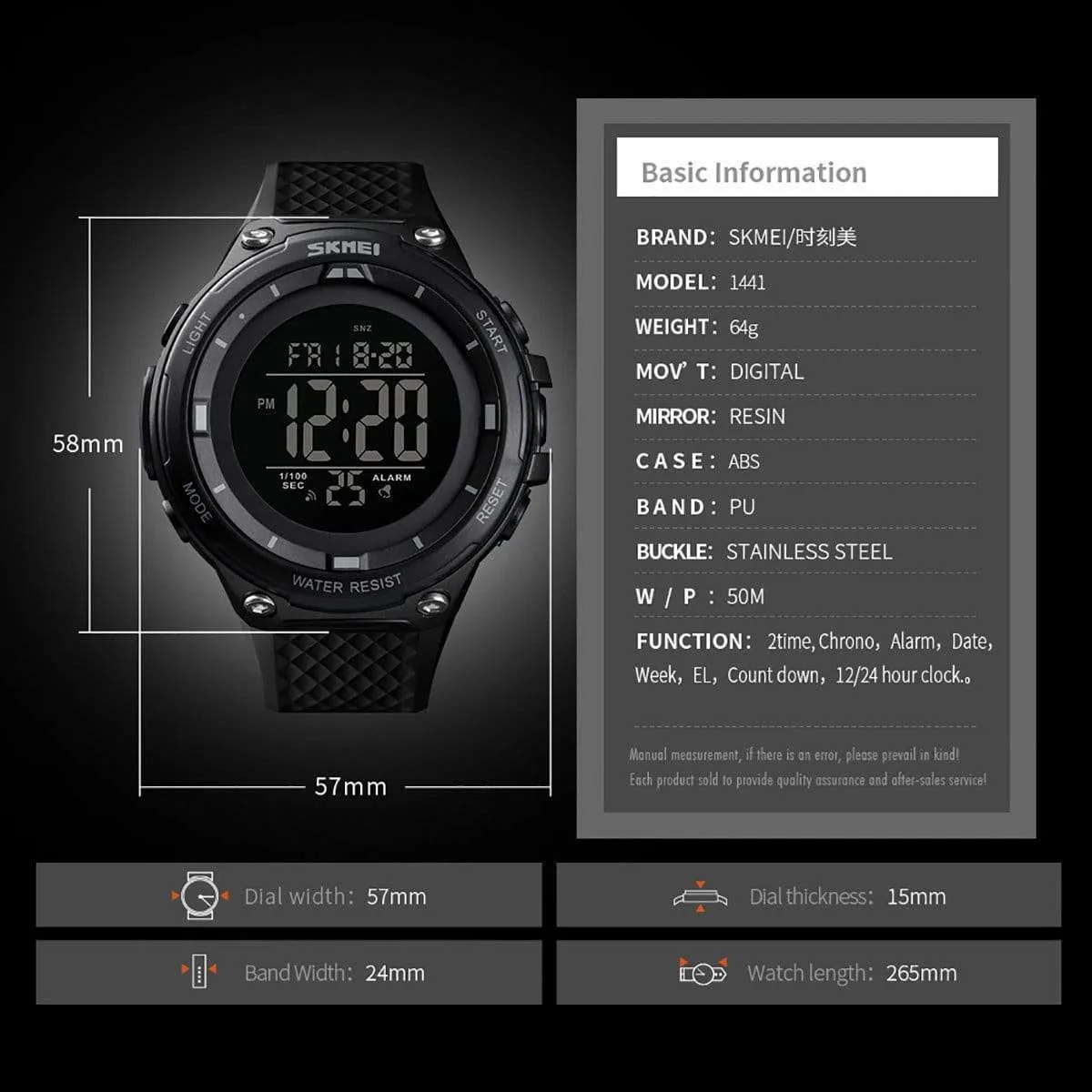 Skmei 1441 Original large dial digital waterproof sport watch for Men