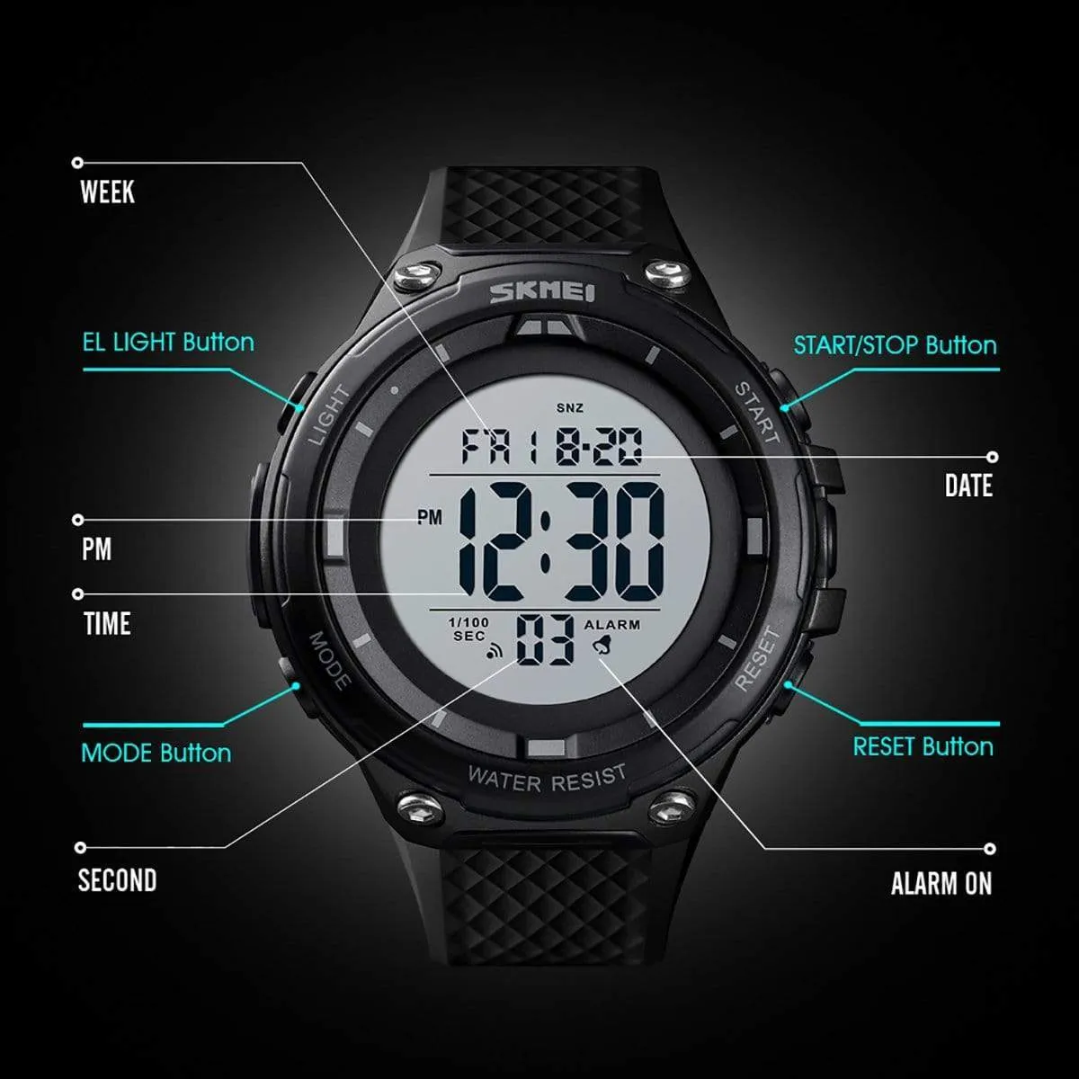 Skmei 1441 Original large dial digital waterproof sport watch for Men