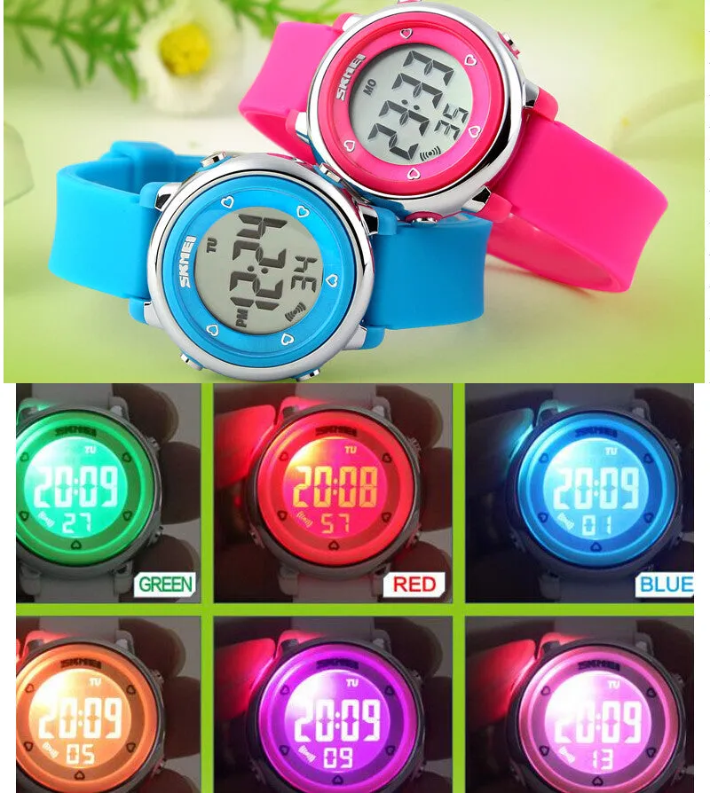 SKMEI Children LED Digital Watch Sports Watches Kids Cartoon Jelly Waterproof Children's Dress Wristwatches Relojes