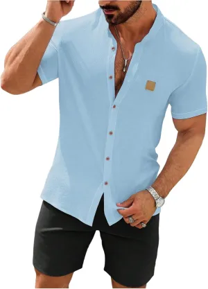 SOLY HUX Men's Casual Tracksuit Button Down Shirt and Drawstring Waist Short Sets Summer 2 Piece Outfits