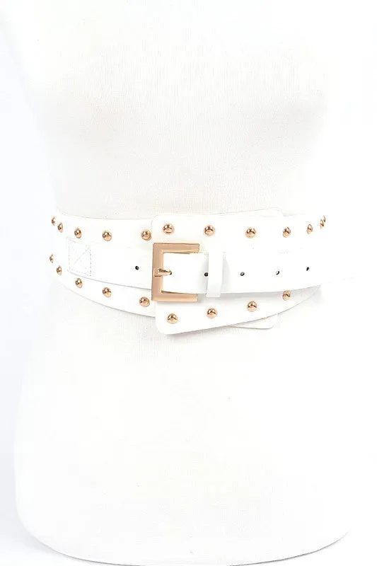 Studded Iconic Black-Gold Wide Corset Belt
