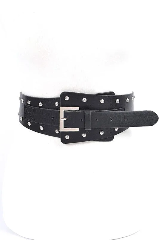 Studded Iconic Black-Gold Wide Corset Belt