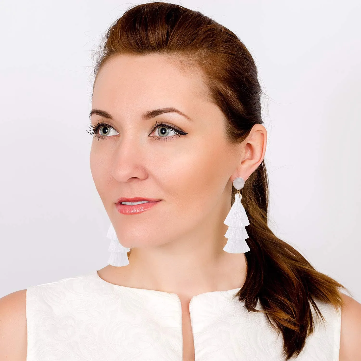 Tassel Earrings Layered Tiered Linear Drop Fashion Trending Earrings