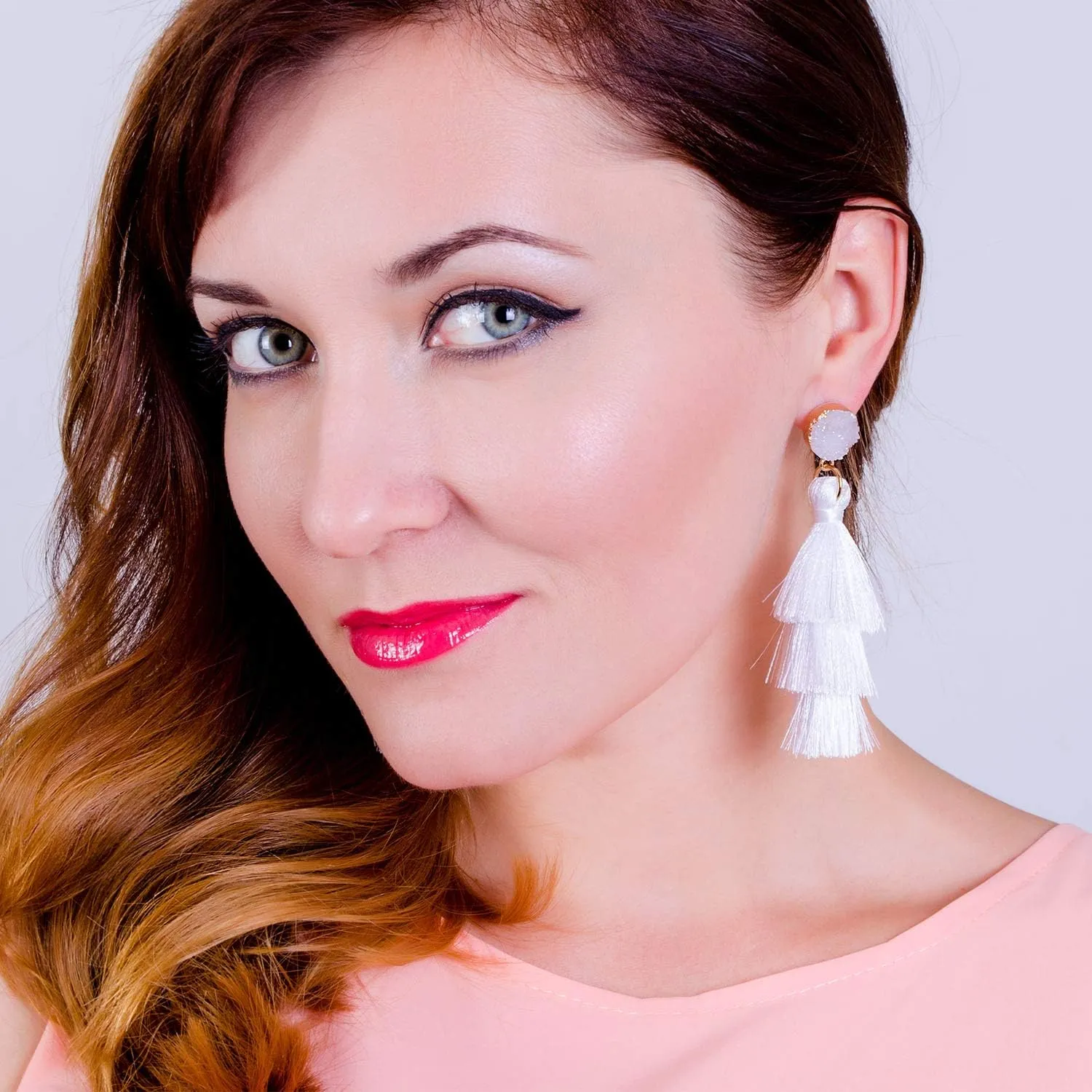 Tassel Earrings Layered Tiered Linear Drop Fashion Trending Earrings