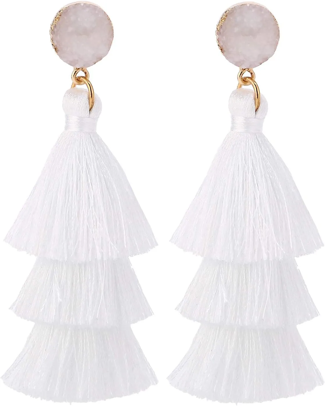 Tassel Earrings Layered Tiered Linear Drop Fashion Trending Earrings