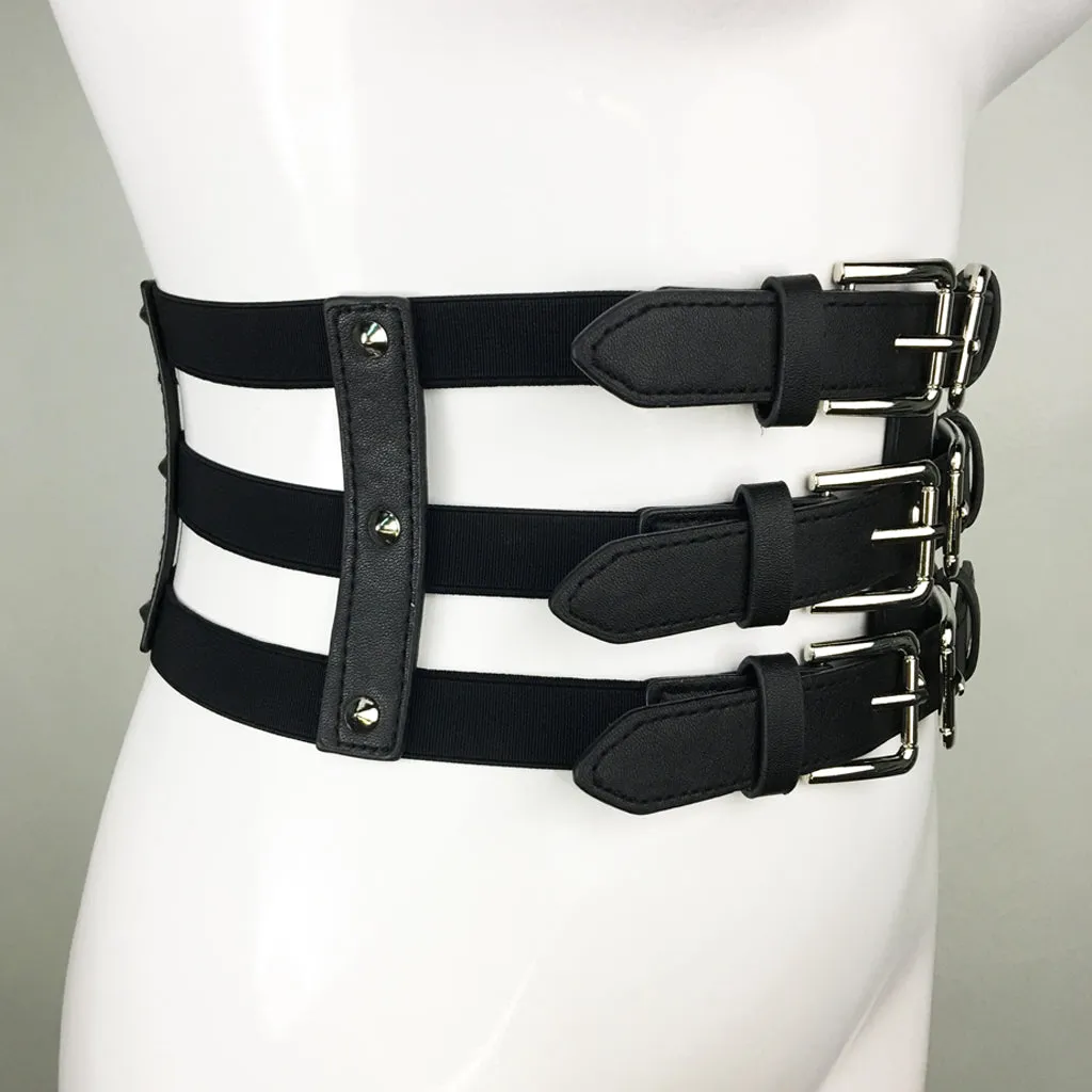 Three Buckle Corset Elastic Belt