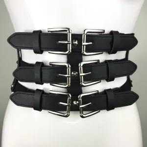 Three Buckle Corset Elastic Belt