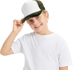 TopTie Kids 5 Panel Trucker Cap Mesh Snapback Hat Foam Front for Boys Girls Aged 3-7 Years Old
