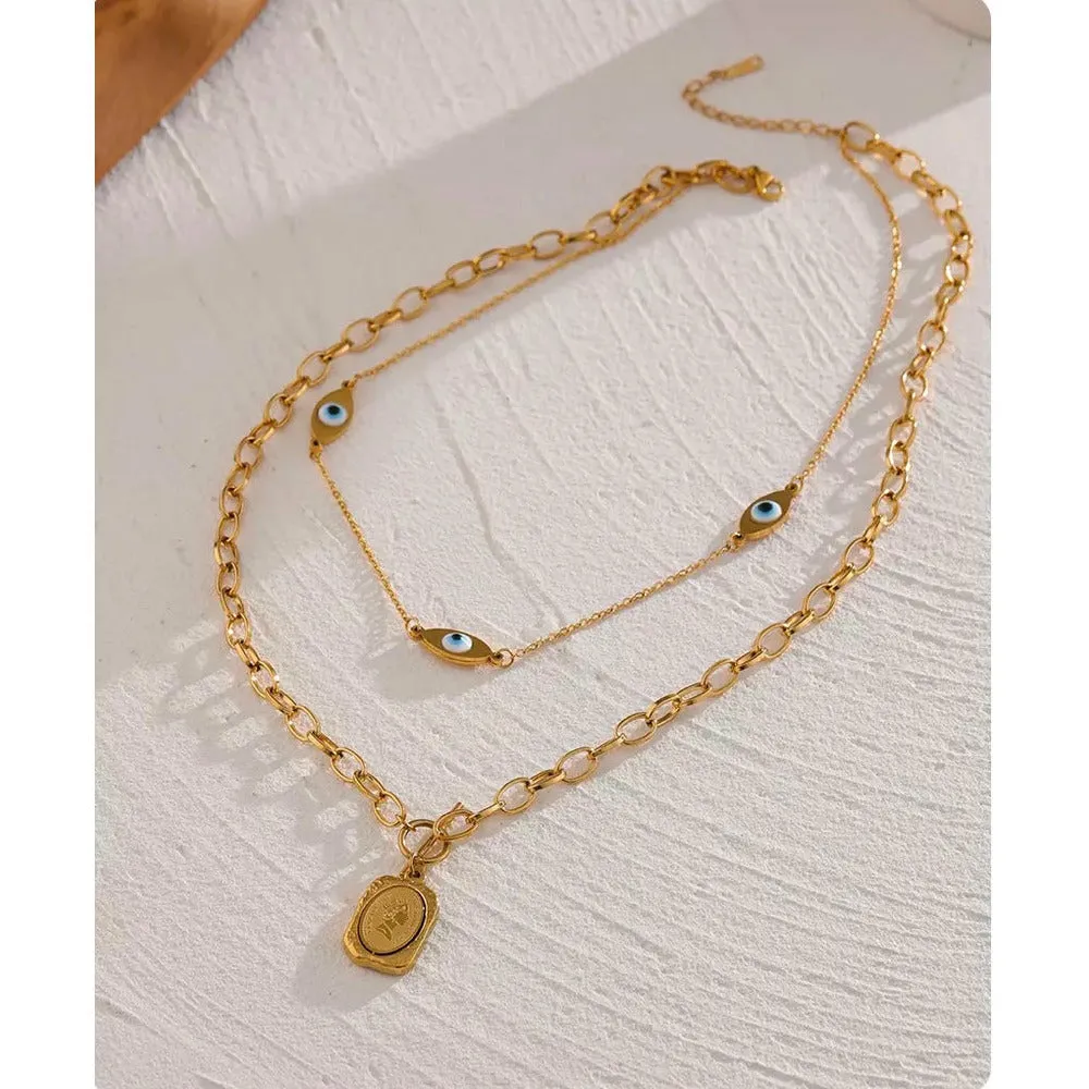 Trilogy Evil Eye Gold Layered Necklace