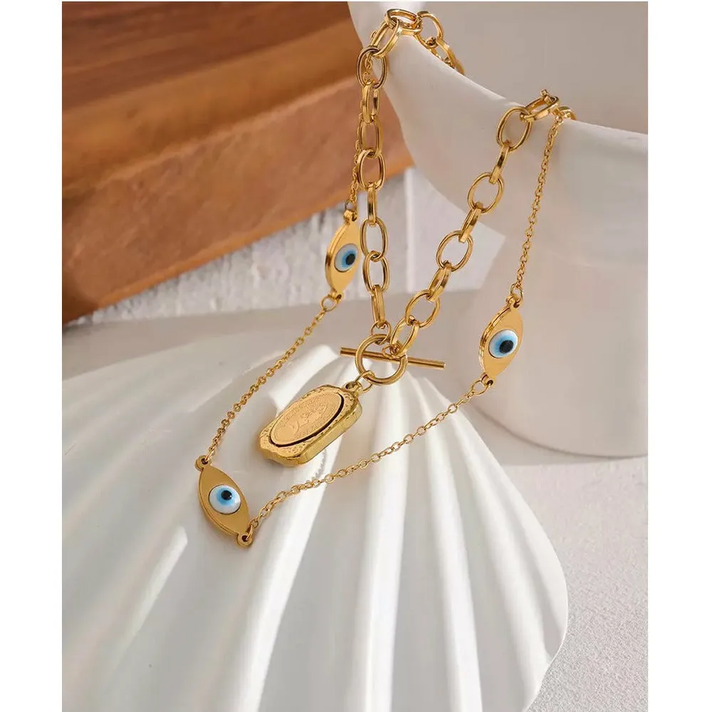 Trilogy Evil Eye Gold Layered Necklace