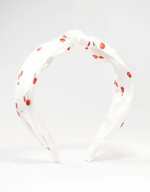 Twisted & Knotted Cherry Fabric Headband