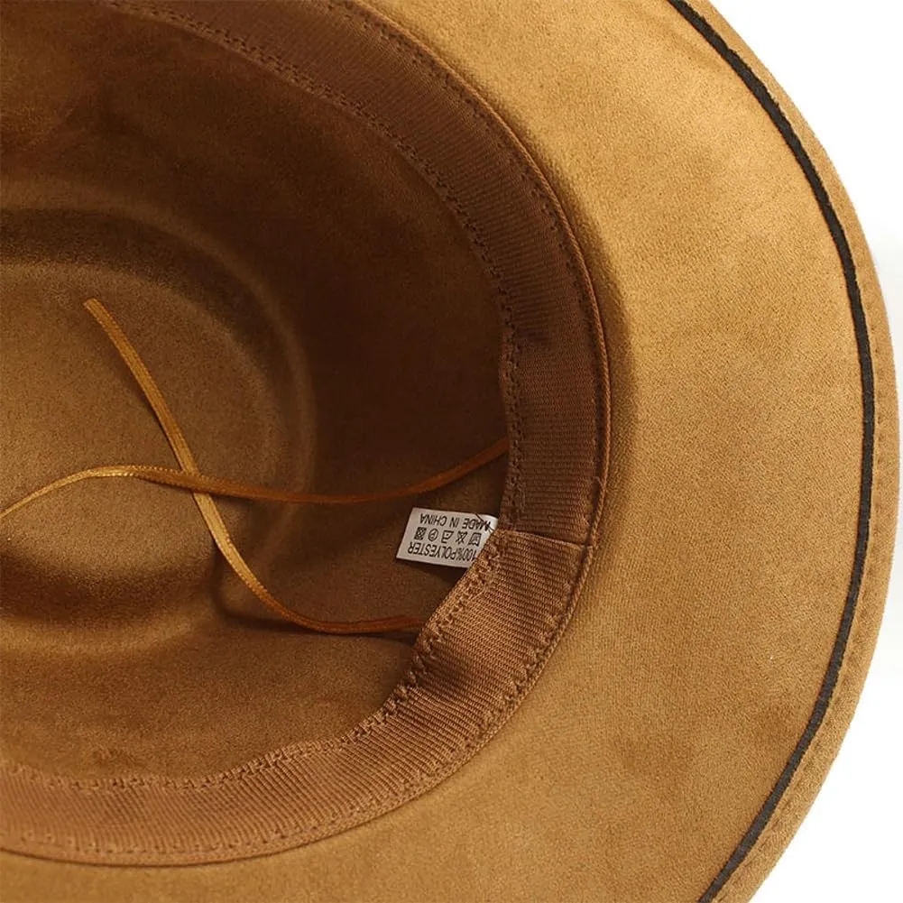Unisex Suede Fedora Hats Newsboy Cap Suede Panama Hats Wide Brim Fedora for Men Women 2025