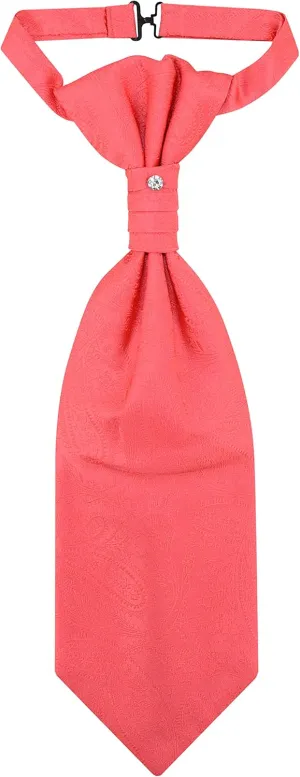 Vesuvio Napoli PreTied ASCOT Solid PAISLEY Color Cravat Men's Neck Tie 21 Colors
