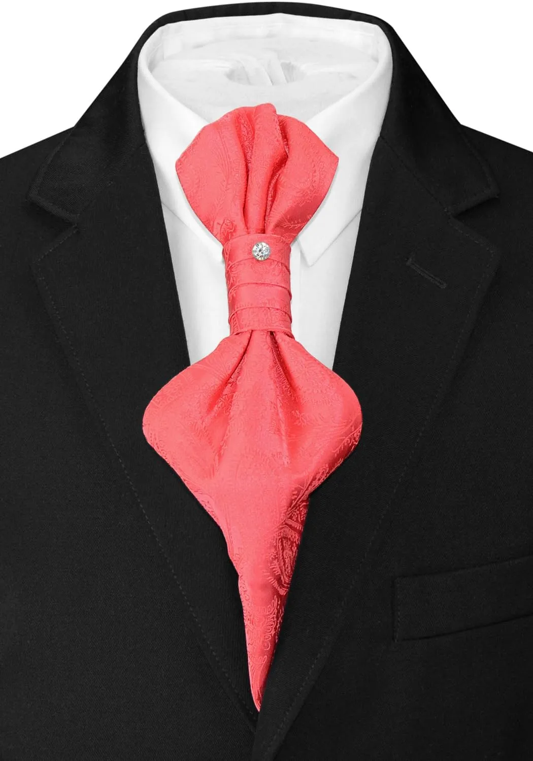 Vesuvio Napoli PreTied ASCOT Solid PAISLEY Color Cravat Men's Neck Tie 21 Colors