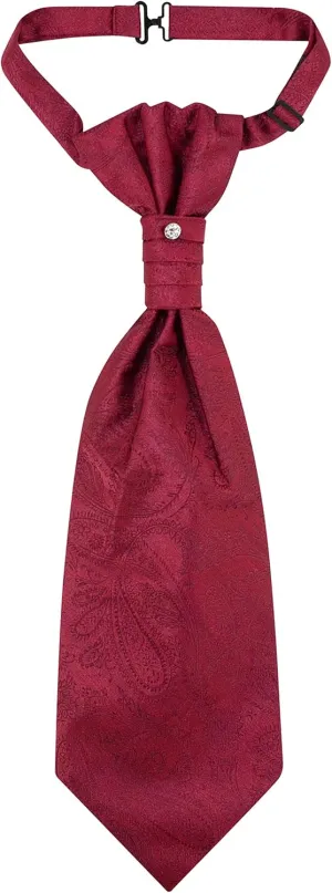 Vesuvio Napoli PreTied ASCOT Solid PAISLEY Color Cravat Men's Neck Tie 21 Colors
