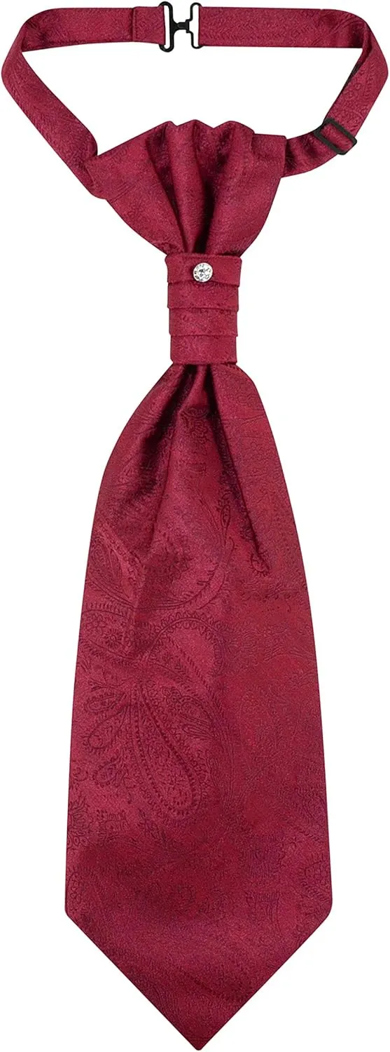 Vesuvio Napoli PreTied ASCOT Solid PAISLEY Color Cravat Men's Neck Tie 21 Colors